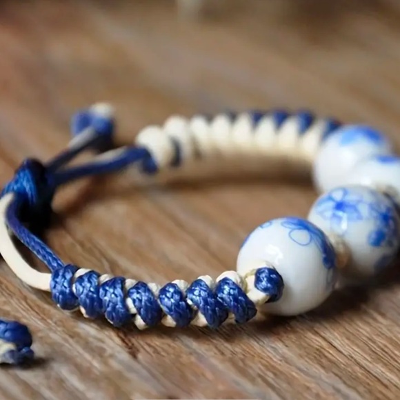 Ceramic Blue Adjustable Bracelet Bohemian - Picture 3 of 3
